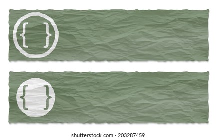 set of two banners with crumpled paper and brackets