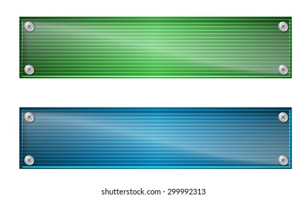 Set of two banners with lines and glass panel