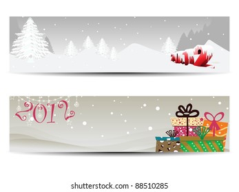 Juego de dos banners para Año Nuevo y navidad con fondo invernal