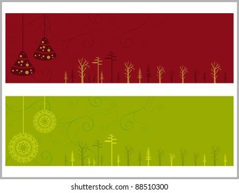 Juego de dos banners para Año Nuevo y navidad con fondo invernal