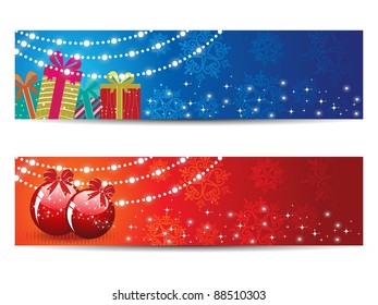 Set of two banners for new year & christmas with winter background