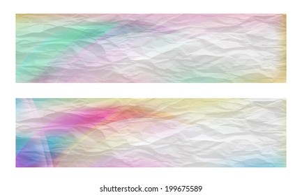 set of two banners with the texture of crumpled paper
