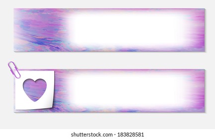 set of two banners with the texture and heart