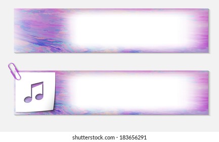 set of two banners with the texture and music icon