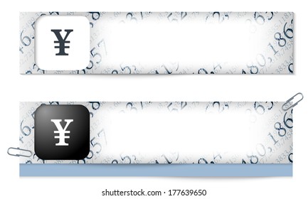set of two banners with the texture of the numbers and yen sign