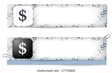 set of two banners with the texture of the numbers and dollar sign