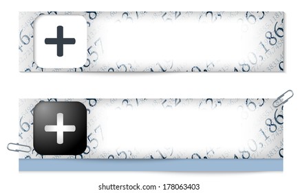 set of two banners with the texture of the numbers and plus sign