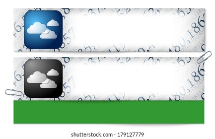 set of two banners with the texture of the numbers and cloud