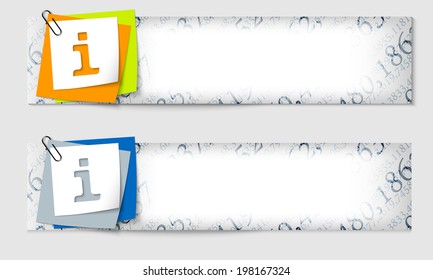 set of two banners with the texture of the numbers and info symbol