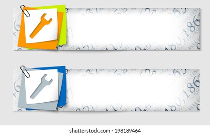 set of two banners with the texture of the numbers and spanner