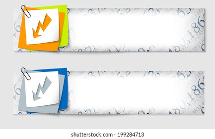 set of two banners with the texture of the numbers and flash