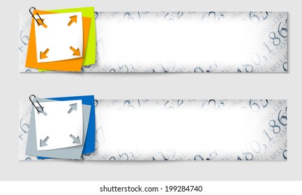 set of two banners with the texture of the numbers and arrows