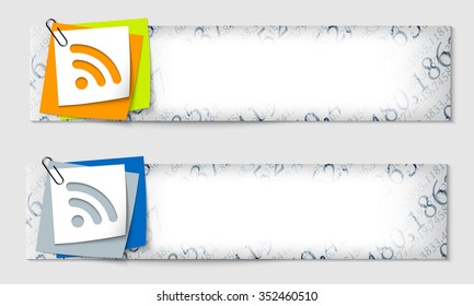 set of two banners with the texture of the numbers and feed icon