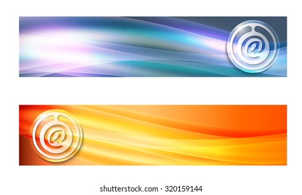 Set of two banners with waves and email symbol