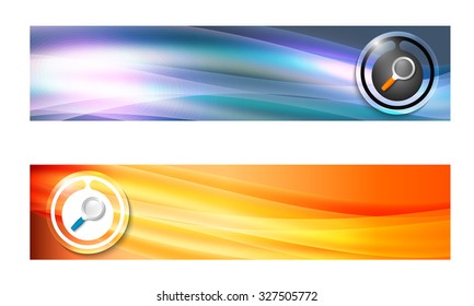 Set of two banners with waves and magnifier