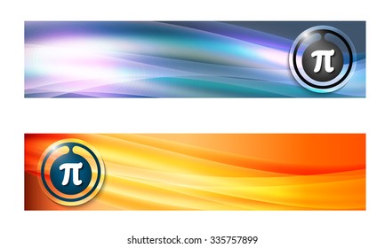 Set of two banners with waves and pi symbol