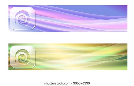 Set of two banners with waves and transparent spiral
