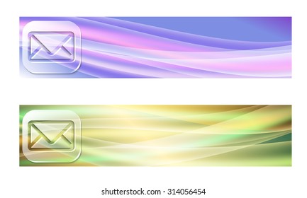 Set of two banners with waves and transparent envelope