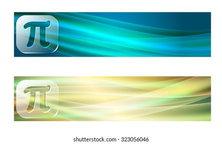 Set of two banners with waves and transparent pi symbol