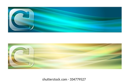 Set of two banners with waves and transparent arrow