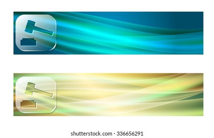 Set of two banners with waves and transparent lawyer symbol
