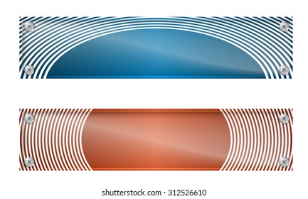 Set of two banners with white lines and glass panel