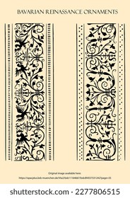 Set of two Bavarian Renaissance Ornaments. Vectorized Patterns.