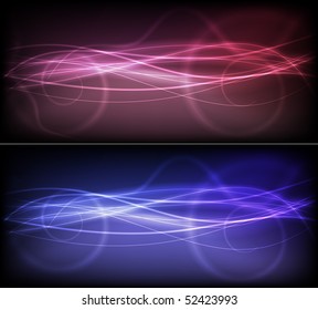 Set of two beautiful backgrounds with glowing lines