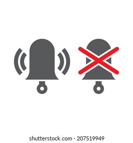 Set of two bell icons, isolated on white background. Alarm symbols.