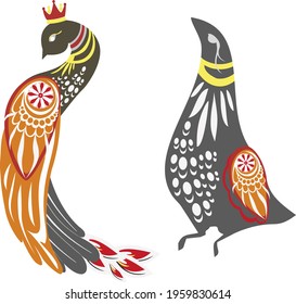 A set of two birds eastern style