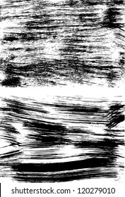 Set of two black grunge backgrounds on white