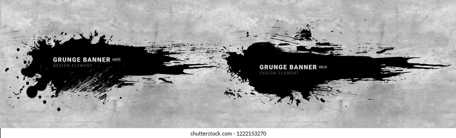 Set of two black grunge banners for your design