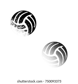 Set of two black grunge volleyball isolated on white background