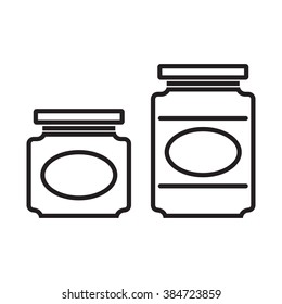 Set of two black line jar silhouettes, isolated on white background.