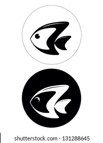set of two black and white fish symbol