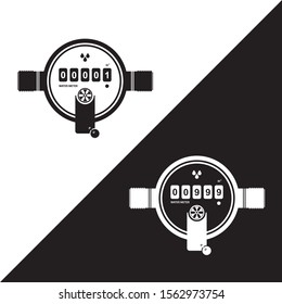 Set of two black and white water meters - flat design