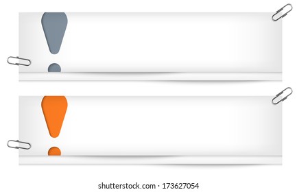 set of two blank banners with exclamation mark