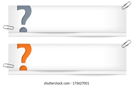 set of two blank banners with question mark