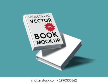 A set of two blank realistic hardcover book mock ups. E-Book marketing template vector illustration.