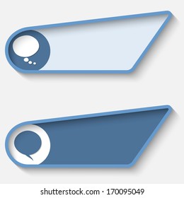 set of two blue box for text and speech bubble