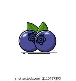 set of two blueberries vector illustration with green leaves