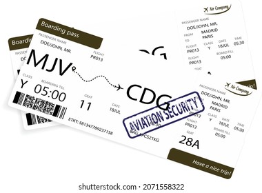 Juego de dos pases de embarque sobre fondo blanco. Ilustración vectorial.