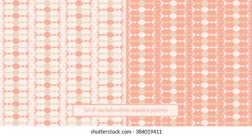 Set of two boho ethnic seamless patterns. Print. Repeating background. Print. Cloth design, wallpaper.