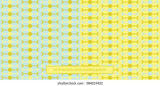 Set of two boho ethnic seamless patterns. Print. Repeating background. Print. Cloth design, wallpaper.