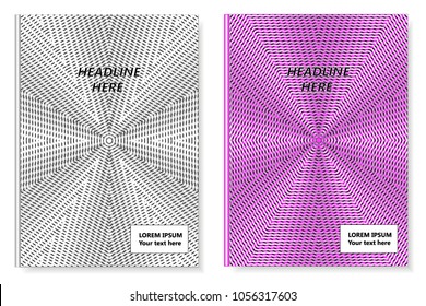 A set of two books with an abstract design of covers and realistic shadows. Templates of books and design of covers are in different layers. Vector illustration.