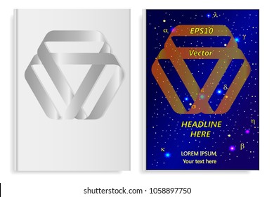 A set of two books with an abstract design of covers (Mobius tape) and realistic shadows. Templates of books and design of covers are in different layers.
Vector illustration.
