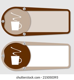 set of two boxes for any text with cup of coffee