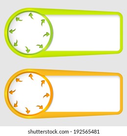 set of two boxes for entering text with arrows