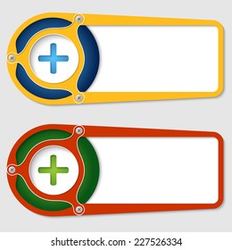 set of two boxes for entering text with plus symbol