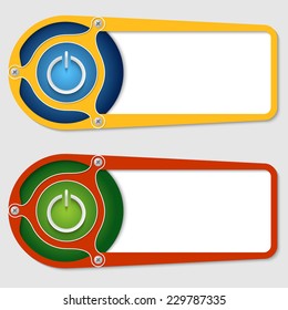 set of two boxes for entering text with power button